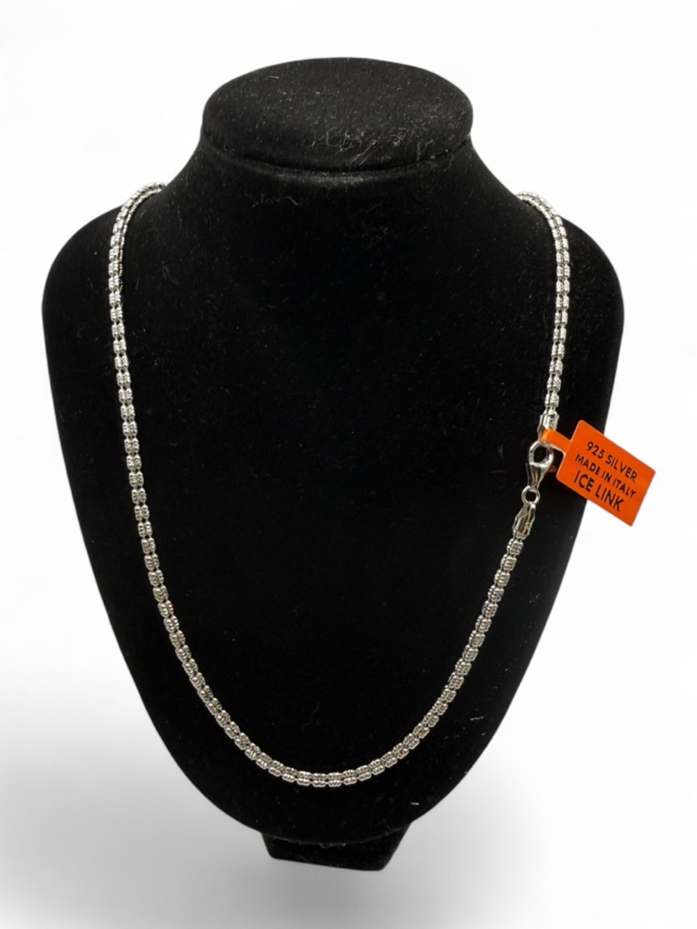 20” Sterling Silver Triple Barrel Ice Link Necklace